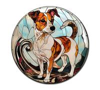 Lygond Targa decorativa in latta con Jack Russell, per ingressi domestici, per interni a tema Jack Russell, facile da installare, in alluminio, antiruggine, per giardino, 30,5 x 30,5 cm