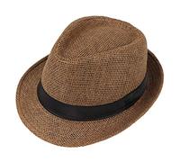 Lyguy - Cappello di paglia per bambini, cappello estivo da spiaggia per ragazzi e ragazze, stile Jazz Panama Trilby Fedora, cappello gangster per esterni, cappello traspirante da sole per ragazze e