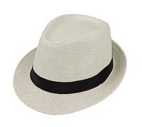 Lyguy - Cappello estivo per bambini, da spiaggia, in paglia, jazz, panama, trilby, Fedora, per esterni, traspirante, per ragazze e ragazzi