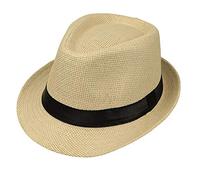 Lyguy - Cappello estivo per bambini, da spiaggia, in paglia, jazz, panama, trilby, Fedora, per esterni, traspirante, per ragazze e ragazzi