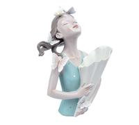 LYHD Decorazioni per la casa Elegante statua di ragazza in stile nordico con decorazione a farfalla e fiori artificiali al centrotavola Statuette decorative(Blue)