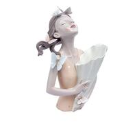 LYHD Decorazioni per la casa Elegante statua di ragazza in stile nordico con decorazione a farfalla e fiori artificiali al centrotavola Statuette decorative(Orange)