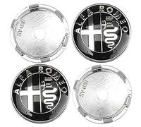 LYHH Coprimozzi Copri Ruota ABS 4 Pezzi per Alfa Romeo Giulietta Giulia Stelvio Mito 147 156 159 166 56MM, Copriruota Centrale Esterno Styling con Logo Coprimozzo,Normal-B Black