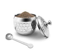 LYHLYA Zuccheriera da 300 ml in acciaio inox 304, barattolo per spezie, per la casa, in metallo, con coperchio e cucchiaio, per spezie, zucchero, caffè, tè, pepe (stile 4)