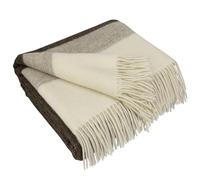 LYHome Coperta 100% Lana di Agnello - Copriletto per Letto Divano, Plaid Singolo Una Piazza e Mezza Matrimoniale, Coperte Pura per Invernale Morbida e Calda (140 x 200 cm Marrone a Righe)