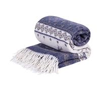 LYHome Coperta in Lana Merinos - Copriletto Plaid per Letto Divano, Singolo Una Piazza e Mezza Matrimoniale, Coperte Per Invernale Estiva Morbida Calda e Grande (140x200 cm, Blu con Bianco Renna)