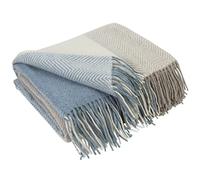 LYHome Coperta in Lana Merinos - Copriletto Plaid per Letto Divano, Singolo Una Piazza e Mezza Matrimoniale, Coperte Per Invernale Estiva Morbida Calda e Grande 140x200 cm, Azzurro - Beige Quadri