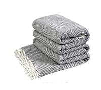 LYHome Coperta in Lana Merinos - Copriletto Plaid per Letto Divano, Singolo Una Piazza e Mezza Matrimoniale, Coperte Per Invernale Estiva Morbida Calda e Grande (140x200 cm, Grigio - Bianco Rombi)