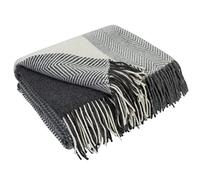 LYHome Coperta in Lana Merinos - Copriletto Plaid per Letto Divano, Singolo Una Piazza e Mezza Matrimoniale, Coperte Per Invernale Estiva Morbida Calda e Grande 140x200 cm, Grigio - Bianco Quadri