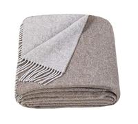 LYHome Coperta in Lana Merinos - Copriletto Plaid per Letto Divano, Singolo Una Piazza e Mezza Matrimoniale, Coperte Per Invernale Estiva Morbida Calda e Grande 140x200, Marrone - Grigio Doppio lato