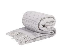 LYHome Coperta in Lana Merinos - Copriletto Plaid per Letto Divano, Singolo Una Piazza e Mezza Matrimoniale, Coperte Per Invernale Estiva Morbida Calda e Grande (140x200 cm, Grigio - Bianco Renna)