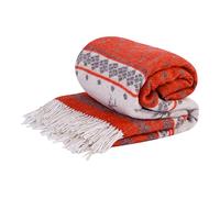 LYHome Coperta in Lana Merinos - Copriletto Plaid per Letto Divano, Singolo Una Piazza e Mezza Matrimoniale, Coperte Per Invernale Estiva Morbida Calda e Grande (140x200 cm, Rosso - Bianco Renna)