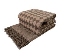 LYHome Coperta Lana 100% - Copriletto per Letto Divano, Plaid Singolo Una Piazza e Mezza Matrimoniale, Coperte per Invernale Morbida e Calda (140 x 200 cm Marrone - Marrone Chiaro Rombi Scozzesi)