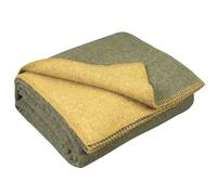 LYHome Coperta Lana - Pura e Calda Copriletto per Divano Letto Singolo, Plaid Invernale Autunnale, Coperte da Viaggio Esterni Campeggio Militare Esercito (130x170 cm | Oliva - Senape Doppio lato)