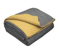 LYHome Coperta Lana - Pura e Calda Copriletto per Divano Letto Singolo, Plaid Invernale Autunnale, Coperte da Viaggio Esterni Campeggio Militare Esercito (150x215 cm | Grigio - Senape Doppio lato)