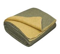 LYHome Coperta Lana - Pura e Calda Copriletto per Divano Letto Singolo, Plaid Invernale Autunnale, Coperte da Viaggio Esterni Campeggio Militare Esercito (150x215 cm | Senape e Oliva Doppio lato)
