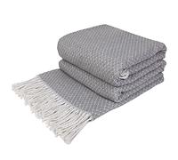 LYHome Сoperta Cotone - Copriletto per Letto Divano, Copridivano Singolo Una Piazza e Mezza Matrimoniale, Plaid Mezza Stagione, Coperte Estivo, Primaverile (140 x 200cm | Grigio Chiaro - Bianco)