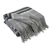 LYHome Plaid Cashmere con Lana Merinos - Coperta Invernale, Copriletto per Letto Divano, Singolo Matrimoniale Mezza Stagione, Coperte Pura Morbida 140 x 200 cm, Grigio - Grigio Scuro - Bianco Tartan