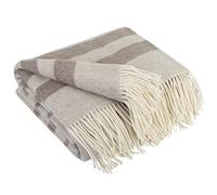 LYHome Plaid Cashmere con Lana Merinos - Coperta Invernale, Copriletto per Letto Divano, Singolo Matrimoniale Mezza Stagione, Coperte Morbida (140 x 200 cm, Bianco Sporco - Marrone Chiaro Strisce)