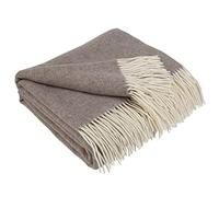 LYHome Plaid Cashmere con Lana Merinos - Coperta Invernale, Copriletto per Letto Divano, Singolo Matrimoniale Mezza Stagione, Coperte Morbida (140 x 200 cm | Beige Scuro - Bianco A spina di pesce)