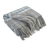 LYHome Plaid Cashmere con Lana Merinos - Coperta Invernale, Copriletto per Letto Divano, Singolo Matrimoniale Mezza Stagione, Coperte Pura Morbida 140 x 200 cm, Grigio - Blu Tenue - Bianco Tartan