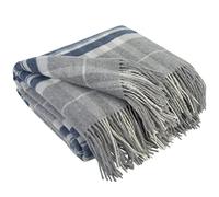 LYHome Plaid Cashmere con Lana Merinos - Coperta Invernale, Copriletto per Letto Divano, Singolo Matrimoniale Mezza Stagione, Coperte Pura Morbida 140 x 200 cm Grigio - Blu Scuro - Bianco Tartan
