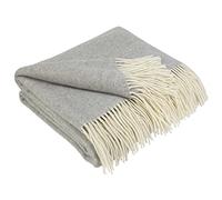 LYHome Plaid Cashmere con Lana Merinos - Coperta Invernale, Copriletto per Letto Divano, Singolo Matrimoniale Mezza Stagione, Coperte Lana Morbida (140 x 200 cm | Grigio - Bianco A spina di pesce)