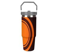 LYHVSFJW Borraccia termica in acciaio inox con cannuccia, da 880,5 g, con motivo circolare, tazza da viaggio sottovuoto, a prova di perdite, a doppia parete, riutilizzabile, per casa, ufficio, auto