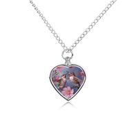 LYHVSFJW Collana a forma di colibrì con urna rosa per ceneri a forma di cuore, collana per cremazione, cani e gatti, ciondolo per animali domestici