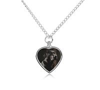 LYHVSFJW Collana con ciondolo a forma di labrador nero per ceneri a forma di cuore per cremazione cani gatti ciondolo urna per animali domestici cremazione gioielli medaglione gioielli ricordo