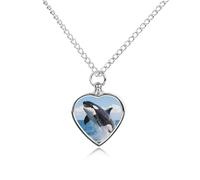 LYHVSFJW Collana con urna a forma di balena per ceneri a forma di cuore, collana per cremazione di cani e gatti, ciondolo per animali domestici, gioiello per cremazione, ciondolo commemorativo per