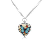 LYHVSFJW Collana con urna a forma di farfalla per ceneri a forma di cuore, collana per cremazione, cani, gatti, urna per animali domestici, gioielli per cremazione, gioielli, ciondolo commemorativo
