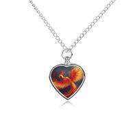 LYHVSFJW Collana con urna a forma di fenice arancione e rossa per ceneri a forma di cuore, collana per cremazione di cani e gatti, ciondolo per animali domestici