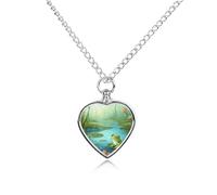 LYHVSFJW Collana con urna a forma di rana in uno stagno, per ceneri a forma di cuore, collana per cremazione di cani e gatti, ciondolo per animali domestici