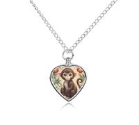 LYHVSFJW Collana con urna a forma di scimmia, in stile cinese, per ceneri e cuore, collana per cremazione di cani e gatti, ciondolo per animali domestici