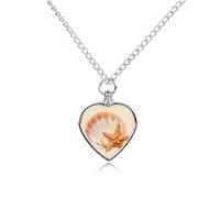 LYHVSFJW Collana con urna a forma di stella marina e conchiglia, per ceneri e cuore, collana per cremazione, cani, gatti, urna per animali domestici, gioielli per cremazione, medaglione, gioielli