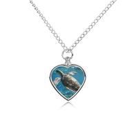 LYHVSFJW Collana con urna a forma di tartaruga marina per ceneri a forma di cuore, collana per cremazione, cani, gatti, urna per animali domestici, gioielli per cremazione, medaglione, gioielli