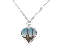LYHVSFJW Collana con urna a forma di torre Eiffel e biciclette, per ceneri a forma di cuore, collana per cremazione, cani e gatti, ciondolo per animali domestici