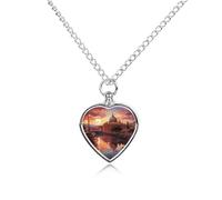 LYHVSFJW Collana con urna a forma di tramonto di Roma, per ceneri a forma di cuore, collana per cremazione, cani e gatti, ciondolo per animali domestici