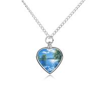 LYHVSFJW Collana con urna blu brillante per ceneri a forma di cuore, collana per cremazione, cani e gatti, ciondolo per animali domestici