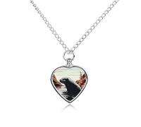 LYHVSFJW Collana con urna di castoro nero per ceneri a forma di cuore, collana per cremazione di cani e gatti, ciondolo per animali domestici