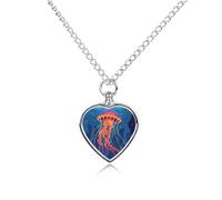 LYHVSFJW Collana con urna rossa e gialla brillante per ceneri a forma di cuore, collana per cremazione, cani e gatti, ciondolo per animali domestici