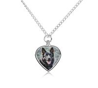 LYHVSFJW Collana nera con urna a forma di cane pastore tedesco per ceneri a forma di cuore, collana per cremazione di cani e gatti, ciondolo per animali domestici