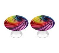 LYHVSFJW Confezione da 2 pomelli decorativi a spirale arcobaleno per cassetti, in acciaio inox, per mobili da bagno, per cucina, porta e cassetto, armadio, armadio