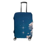 LYHVSFJW Copertura elastica per bagagli, blu navy e stelle, lavabile, custodia per valigia da viaggio resistente, con aperture con cerniera, adatta per bagagli da 48 a 81 cm (), bianco, L, Fiori e