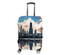 LYHVSFJW Copertura elastica per bagagli Chicago Skyline lavabile, custodia per valigia da viaggio resistente, con aperture con cerniera, adatta per bagagli da 48 a 81 cm (), bianco, L, Fiori e Animali