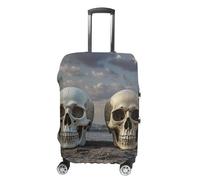 LYHVSFJW Copertura elastica per bagagli, con due teschi diversi, lavabile, resistente, con aperture con cerniera, adatta per bagagli da 48-81 cm (), bianco, M, Fiori e Animali