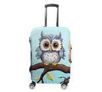 LYHVSFJW Copertura elastica per bagagli, con gufi su un ramo, lavabile, resistente, con aperture con cerniera, adatta per bagagli da 48-81 cm, bianco, S, Fiori e Animali