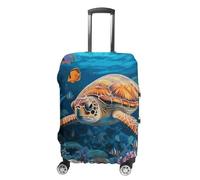 LYHVSFJW Copertura elastica per bagagli con pesci tropicali e stelle marine, lavabile, custodia da viaggio resistente con aperture con cerniera, adatta per bagagli da 48 a 81 cm (), bianco, S, Fiori e