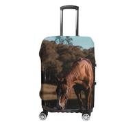 LYHVSFJW Copertura elastica per bagagli, con scritta "The Horse Is Drinking Water", lavabile, resistente, con aperture con cerniera, adatta per bagagli da 48-81 cm (), bianco, XL, Fiori e Animali
